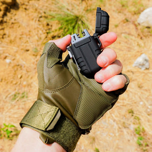 Lighter in tactical glove